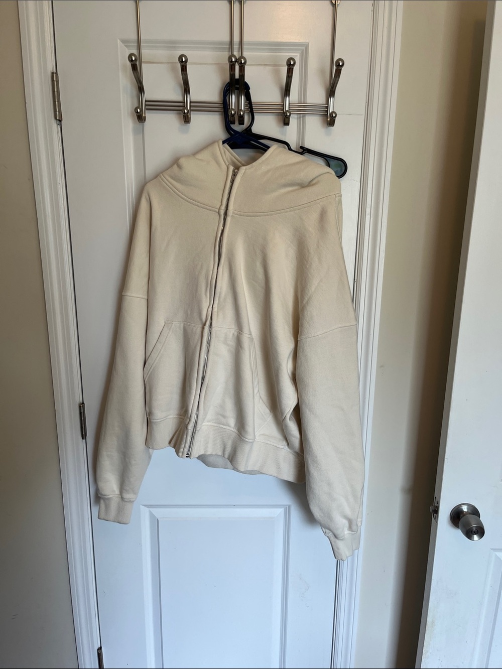 Vintage Oversized Cream Full zip Hoodie